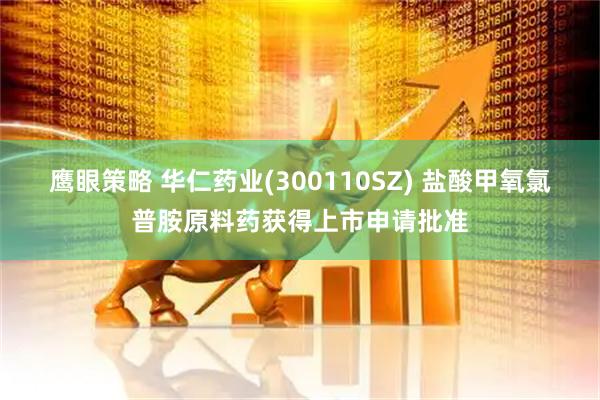 鹰眼策略 华仁药业(300110SZ) 盐酸甲氧氯普胺原料药获得上市申请批准